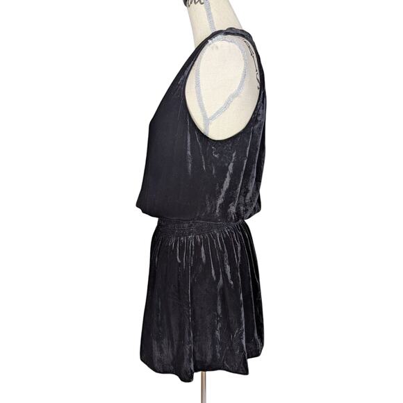 Ramy Brook Jerry Velvet Smocked Waist Sleeveless Mini Dress Black Size Small - Picture 4 of 13